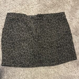 Windsor Black Brown and Gray Animal Print Jean Mini Skirt